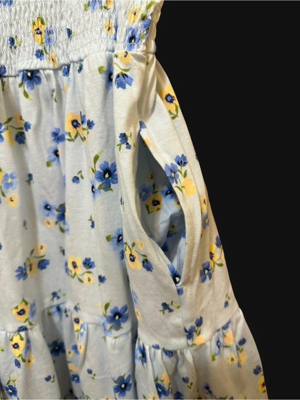 Old Navy Light Blue Floral Smocked Sundress with Yellow & Blue Flowers